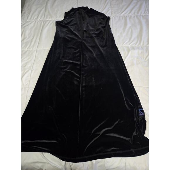 Vtg 80’s Savy Blue XL Velour Print Velvet Maxi Dress Sleeveless Basic Boho Gypsy - Picture 10 of 10